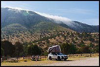 Family with rooftop tent, Dog Canyon Campground. Guadalupe Mountains National Park ( color)