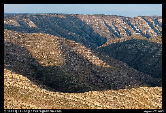 High view of Guadalupe Mountain ridges from the east. Guadalupe Mountains National Park (color)