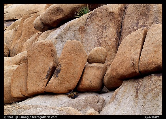 Stacked boulders in Hidden Valley. Joshua Tree  National Park (color)