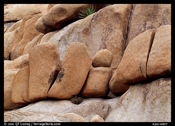 Stacked boulders in Hidden Valley. Joshua Tree National Park (color)