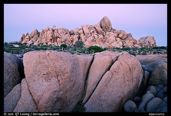 Boulders at dusk, Jumbo Rocks. Joshua Tree National Park (color)