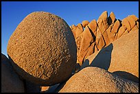 Round and triangular Boulders, Jumbo Rocks campground, sunset. Joshua Tree National Park ( color)