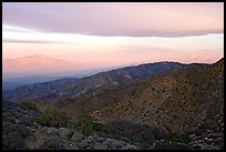 Mt San Jacinto and Signal Mountain from Keys View, sunrise. Joshua Tree National Park, California, USA.