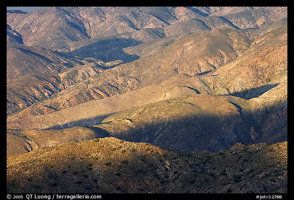 Eroded hills below Keys View, early morning. Joshua Tree National Park (color)