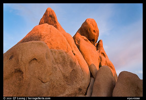 Granite boulders at sunrise. Joshua Tree National Park, California, USA.