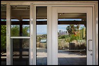 Oasis de Mara, Oasis Visitor Center window reflexion. Joshua Tree National Park ( color)