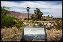 Interpretive sign, Oasis de Mara. Joshua Tree National Park, California, USA.