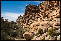 Towering rock formations around Hidden Valley. Joshua Tree National Park ( color)