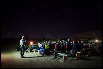 Ranger speaking during nightime program. Joshua Tree National Park, California, USA.