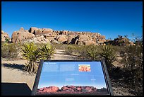 Interpretive sign, monzogranite formation. Joshua Tree National Park, California, USA.