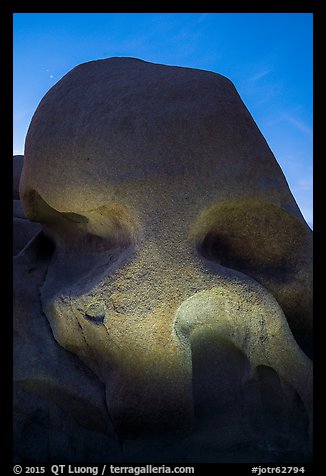 Skull Rock lighted at night. Joshua Tree National Park (color)