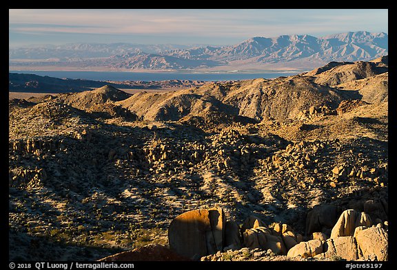 Boulder, and distant Salton Sean. Joshua Tree National Park (color)