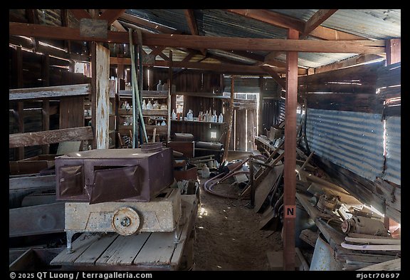 Inside machine shed, Keys Ranch. Joshua Tree National Park (color)