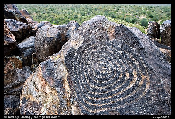 Hohokam petroglyphs on Signal Hill. Saguaro National Park (color)