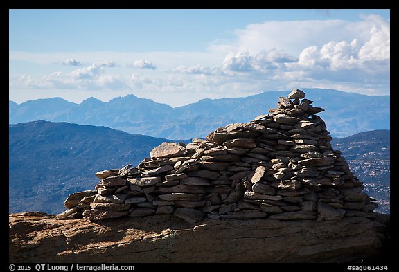 Giant summit cairn, Rincon Peak. Saguaro National Park (color)