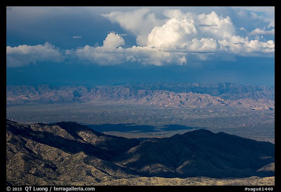 Desert mountains and afternoon clouds, Rincon Mountain District. Saguaro National Park (color)