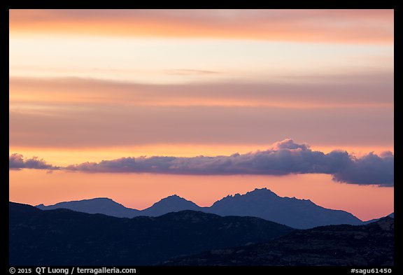 Mountains and clouds at sunset, Rincon Mountain District. Saguaro National Park (color)