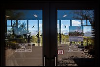 Desert plants, Rincon Visitor Center window reflexion. Saguaro National Park ( color)