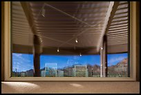 Red hills and cactus, Red Hills Visitor Center window reflexion. Saguaro National Park ( color)