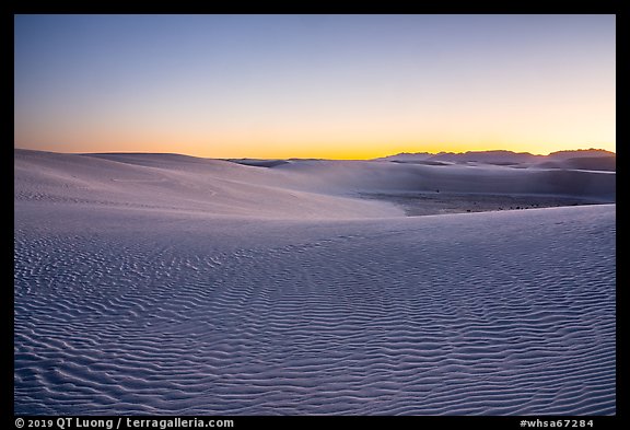 Dunes and mountains at dusk. White Sands National Park (color)