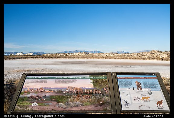 Ancient climate interpretive sign. White Sands National Park, New Mexico, USA.