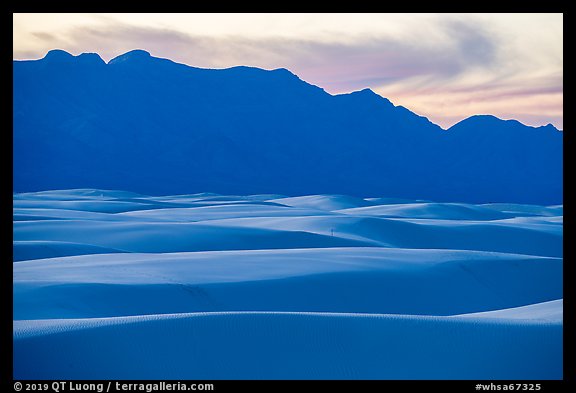 Gypsum dune field and Andres Mountains at sunset. White Sands National Park (color)