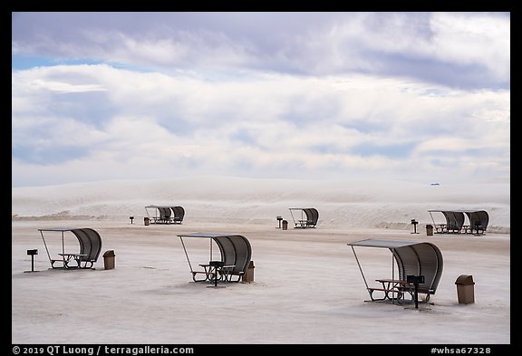 Shelters in picnic area. White Sands National Park (color)