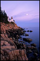 Bass Harbor lighthouse, sunset. Acadia National Park, Maine, USA. (color)