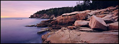 Rocky coastline with granite slabs. Acadia National Park, Maine, USA.