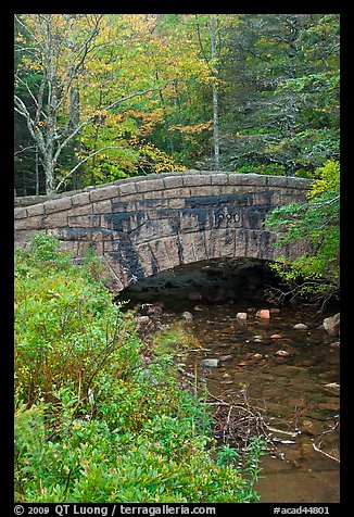 Stone bridge over stream. Acadia National Park, Maine, USA.