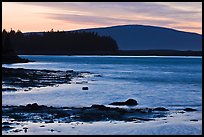 Pond and Cadillac Mountain at sunset, Schoodic Peninsula. Acadia National Park, Maine, USA.