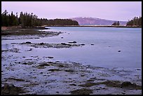 West Pond and snowy Cadillac Mountain, dawn, Schoodic Peninsula. Acadia National Park, Maine, USA.