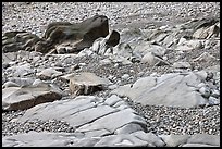 Slabs and pebbles on beach, Schoodic Peninsula. Acadia National Park, Maine, USA.