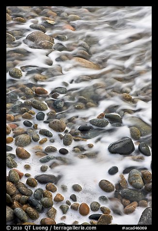 Close-up of pebbles in surf, Schoodic Peninsula. Acadia National Park, Maine, USA.