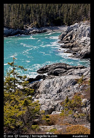 Squeaker Cove from above, Isle Au Haut. Acadia National Park, Maine, USA.