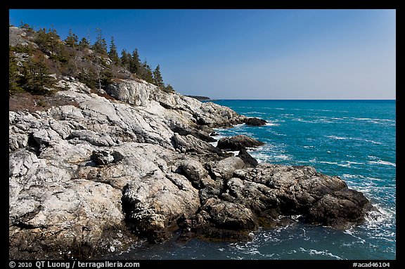 Rocky coast and blue waters, Isle Au Haut. Acadia National Park (color)