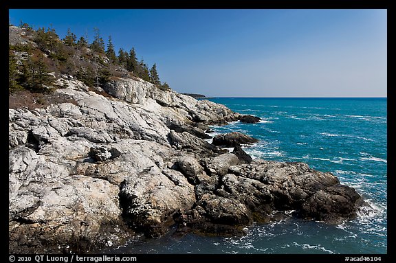 Rocky coast and blue waters, Isle Au Haut. Acadia National Park (color)