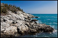 Rocky coast and blue waters, Isle Au Haut. Acadia National Park, Maine, USA. (color)