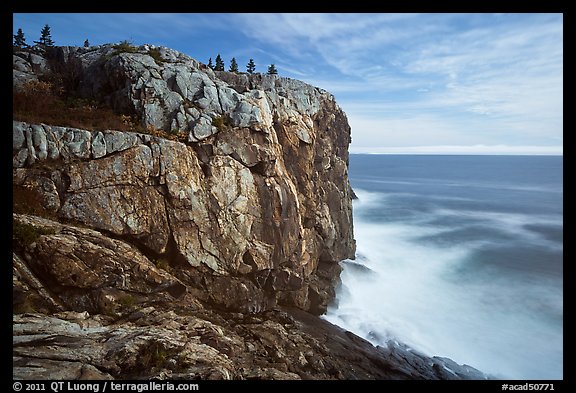 Sea cliff and blurred ocean water. Acadia National Park (color)