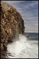 Surf crashing at base of Great Head. Acadia National Park, Maine, USA. (color)