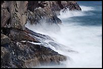Fog-like water from long exposure at base of cliff. Acadia National Park ( color)