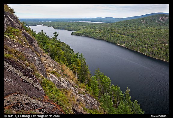 Echo Lake seen from Beech Cliff. Acadia National Park, Maine, USA.