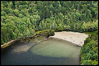 Beach on Echo Lake seen from above. Acadia National Park, Maine, USA.