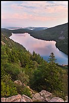 Jordan Pond and islands from Bubbles at sunset. Acadia National Park ( color)