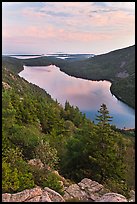 Jordan Pond and islands from Bubbles at sunset. Acadia National Park ( color)