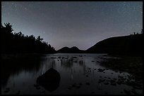 Jordan Pond and Bubbles at night. Acadia National Park, Maine, USA.