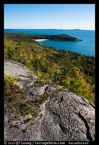 Granite slab and Sand Beach from Gorham Mountain. Acadia National Park (color)
