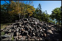 Pile of rocks marking summit of Bar Harbor Island. Acadia National Park ( color)