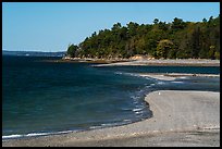 Gravel bar to Bar Harbor Island being submerged by rising tide. Acadia National Park ( color)