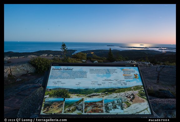 Islands Galore interpretive sign, Cadillac Mountain. Acadia National Park (color)